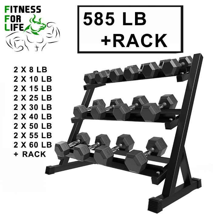 Load image into Gallery viewer, 586 lb HEX Dumbbells Set + Rack
